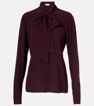 Шелковый топ с галстуком Stella McCartney, Raisin