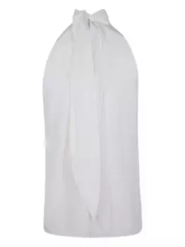 Шелковый топ с халтер-воротником MAX MARA, белый