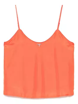 Шелковый топ с кристаллами Forte Forte, оранжевый