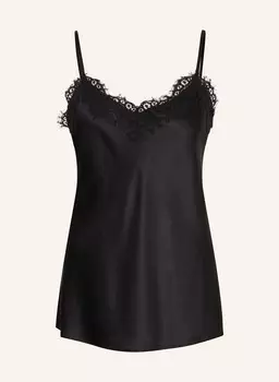 Шелковый топ с кружевом Mrs & Hugs, черный