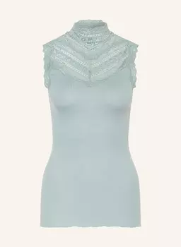 Шелковый топ с кружевом rosemunde, светло-голубой