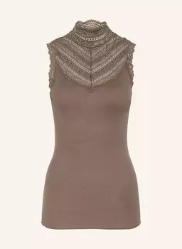 Шелковый топ с кружевом rosemunde, тауп