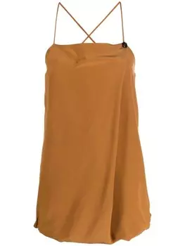 Шелковый топ с квадратным вырезом Alysi, коричневый