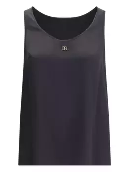 Шелковый топ с логотипом DOLCE & GABBANA, черный