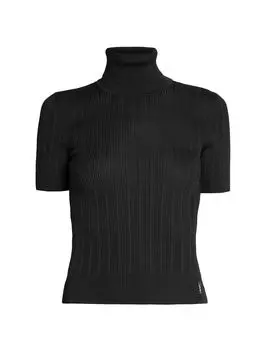 Шелковый топ с монограммой в рубчик Saint Laurent