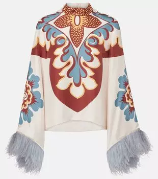 Шелковый топ с перьевым декором Make An Exit La DoubleJ, Palazzo Place