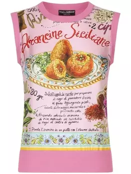 Шелковый топ с принтом Dolce & Gabbana, розовый