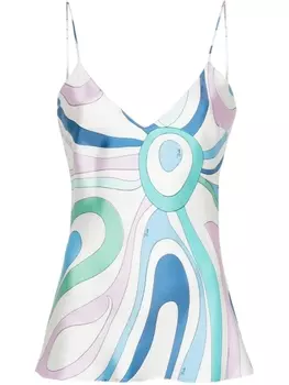 Шелковый топ с принтом Marmo PUCCI, белый