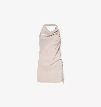 Шелковый топ с рюшами и халтер-воротником Victoria Beckham, цвет heather