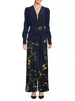 Шелковый топ с уплотнительным кольцом Lanvin, цвет Midnight