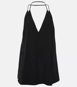 Шелковый топ с воротником халтер Toteme, черный