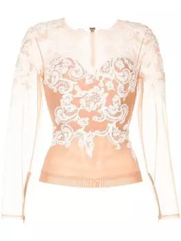 Шелковый топ с вышивкой Zuhair Murad, розовый