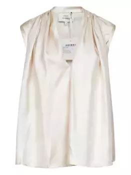 Шелковый топ Sade с драпировкой LouLou de Saison, нейтральный