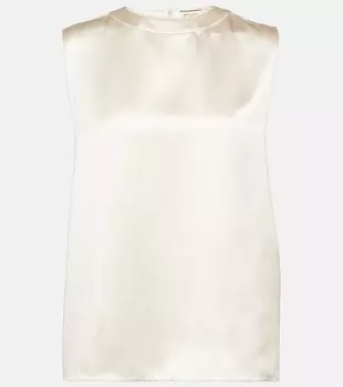 Шелковый топ Saint Laurent, бежевый