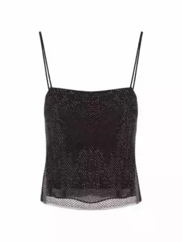 Шелковый топ со стразами Roland Mouret, черный