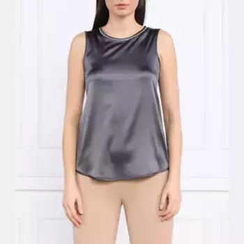 Шелковый топ стандартного кроя Peserico, черный