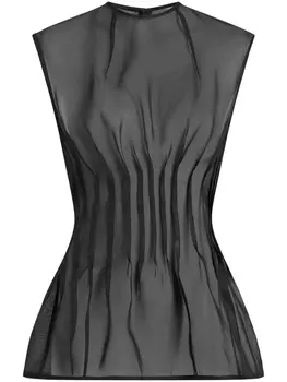 Шелковый топ The Westin без рукавов KHAITE, черный
