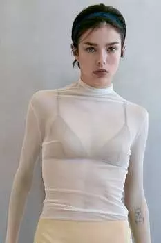 Шелковый топ ZARA, слоновая кость