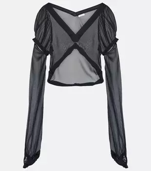 Шелковый укороченный топ Acne Studios, черный