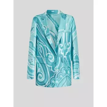 Шелковый жакет с узором пейсли Etro, синий