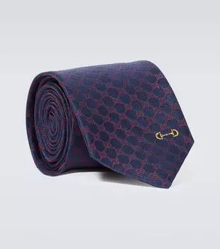Шелковый жаккардовый галстук gg Gucci, мультиколор