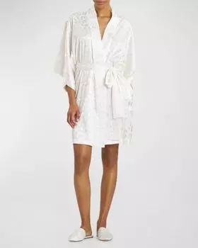 Шелковый жаккардовый халат Decadence Animal Natori, цвет Warm White