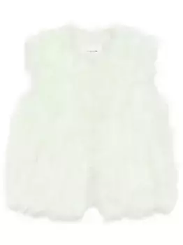 Шелковый жилет с перьями YVES SALOMON, зеленый