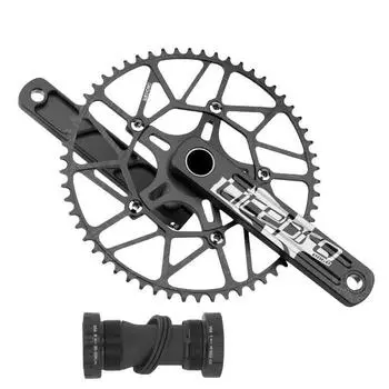 SHENGXIN полая интегрированная шатунная система, складная велосипедная шатунная рукоятка, модифицированная шатунная шатунная, черная + нижний кронштейн + положительные и отрицательные зубья 58T, черный (обратите внимание на цвет при размещении з...