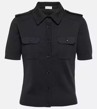 Шерсть и хлопок топ SAINT LAURENT, черный