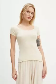 Шерстяная футболка American Vintage, бежевый