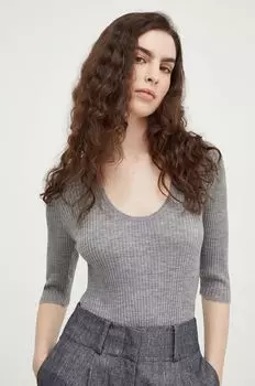 Шерстяная футболка By Malene Birger, серый