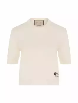 Шерстяная футболка с логотипом Gucci, белый