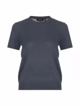 Шерстяная футболка Theory, синий