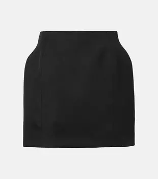 Шерстяная габардиновая мини-юбка Balenciaga, черный