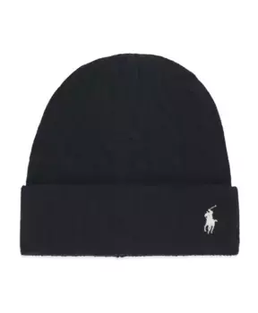 Шерстяная кашемировая шапка женская пони Ralph Lauren, черный
