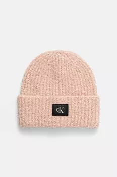 Шерстяная кепка Calvin Klein Jeans, розовый