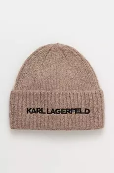 Шерстяная кепка Карла Лагерфельда Karl Lagerfeld, коричневый
