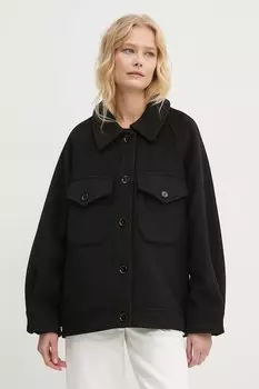 Шерстяная куртка Abercrombie & Fitch, черный