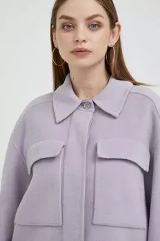 Шерстяная куртка Calvin Klein, фиолетовый
