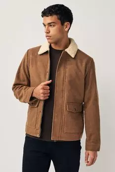 Шерстяная куртка-дальнобойщик с воротником из искусственной овчины Jack & Jones, коричневый