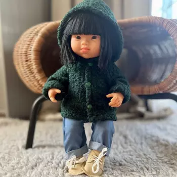 Шерстяная куртка Miniland бутылочно-зеленого цвета для куклы 38см.