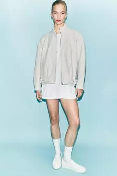 Шерстяная куртка на молнии ZARA, экрю