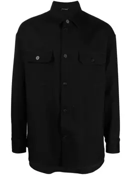 Шерстяная куртка-рубашка Emporio Armani, черный
