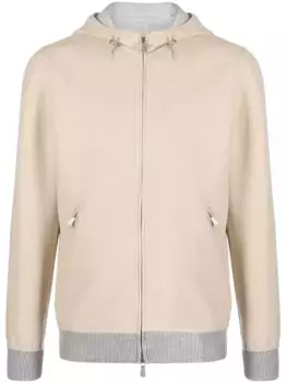 Шерстяная куртка с капюшоном и контрастной окантовкой Eleventy, нейтральный