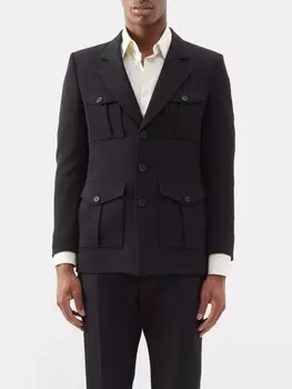 Шерстяная куртка с карманами Saint Laurent, черный