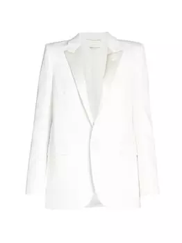 Шерстяная куртка с одной пуговицей Saint Laurent, белый