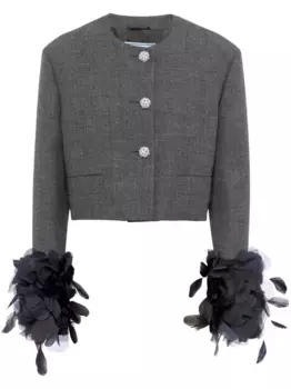 Шерстяная куртка с перьями Prada, серый