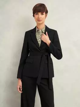 Шерстяная куртка с поясом от кейси Hobbs, черный