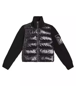 Шерстяная куртка с пуховыми вставками Moncler Enfant, черный