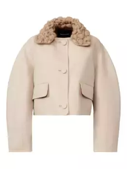 Шерстяная куртка с трикотажным воротником Fabiana Filippi, нейтральный